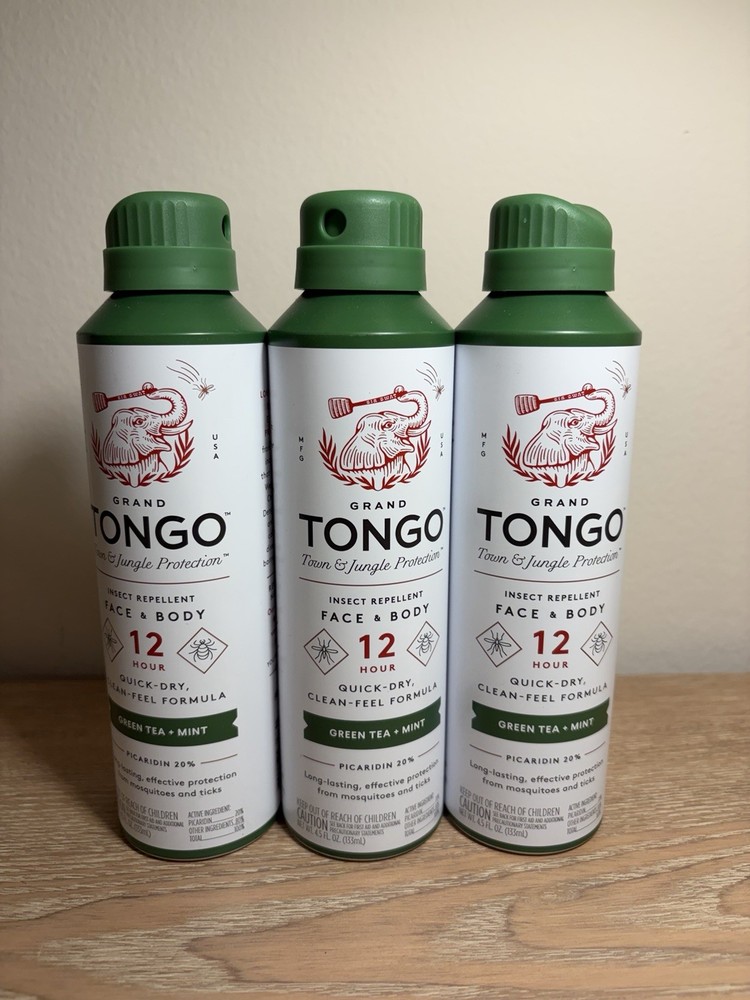 3pk Grand Tongo Green Tea + Mint Insect Mosquito Repellent Bug Spray DEET Free