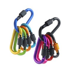 10 Pack Aluminum D Ring Key Rings Hiking Clips Locking Carabiner for Hiking C…