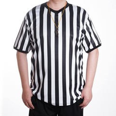 Referee Shirt for Men & Women Black & White Stripe Umpire Jersey V Neck