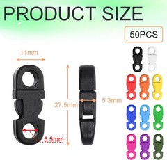 CooBigo 50 Pack Assorted 5mm Breakaway Clasp, Mini Paracord Buckles for Bracelet