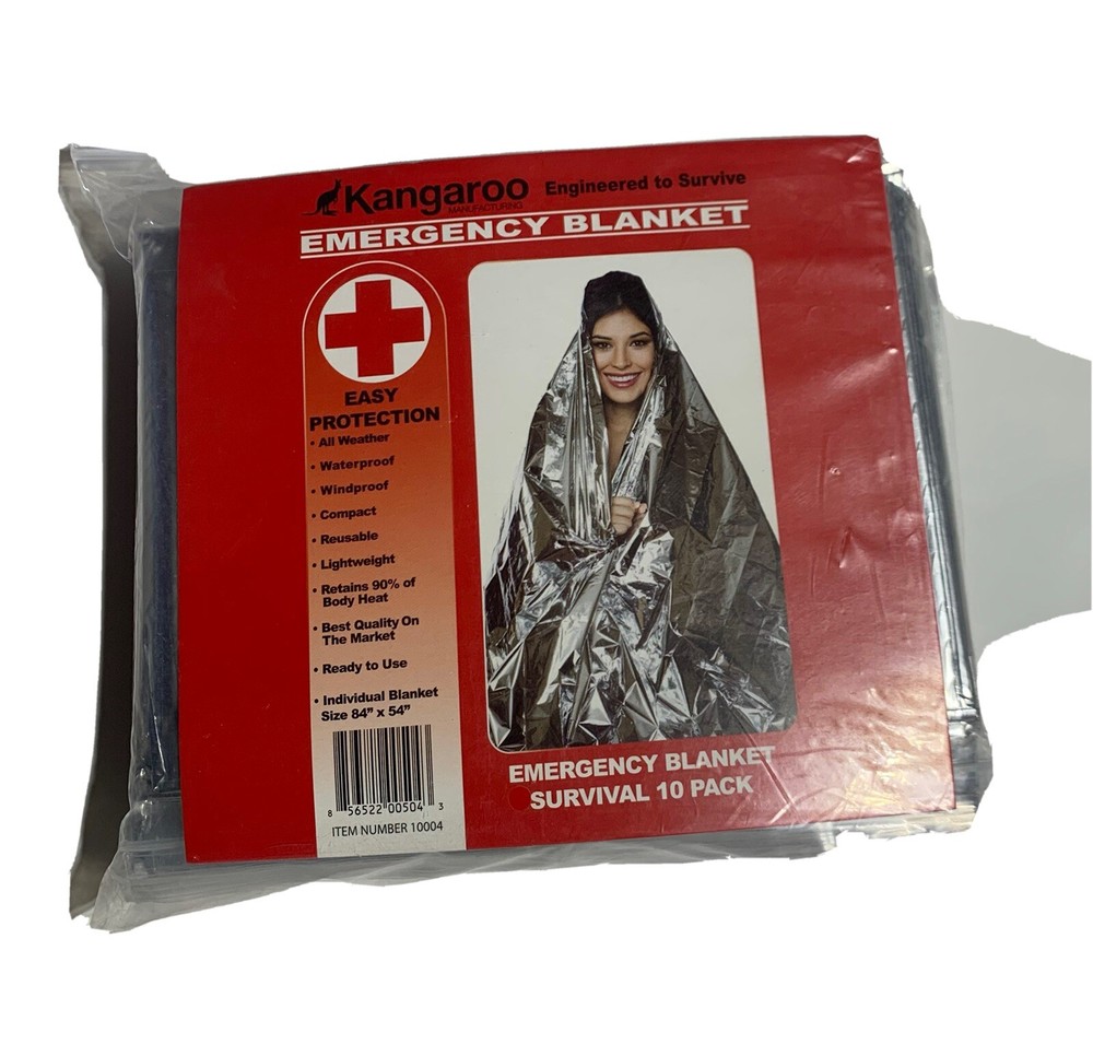 Kangaroo Emergency Blankets 84″ x 52″ 10 Pack
