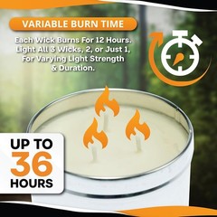 SE 3-Wick Emergency Candle, 36 Hours Long Burning Palm & Soy Wax