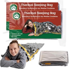 Emergency Thermal Mylar Sleeping Bags 2 Pack Ultra Compact for Camping
