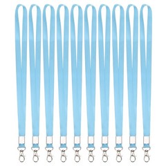 10Pcs 16.9″ Polyester Flat Lanyard with Lobster Clasp for Keys, Sky Blue
