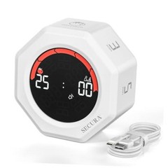Secura Pomodoro Cube Timer, 3, 5, 10, 25, 30, 60 Minutes Preset () | White