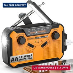 J-369 11100mWh Emergency Weather Radio NOAA/AM/FM | AA Batteries/Hand Crank/Sola