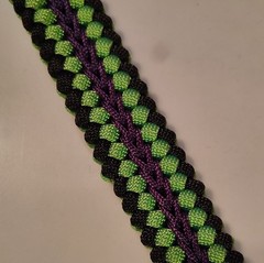 Green Purple Orange Black Center Stitched Paracord Bracelet