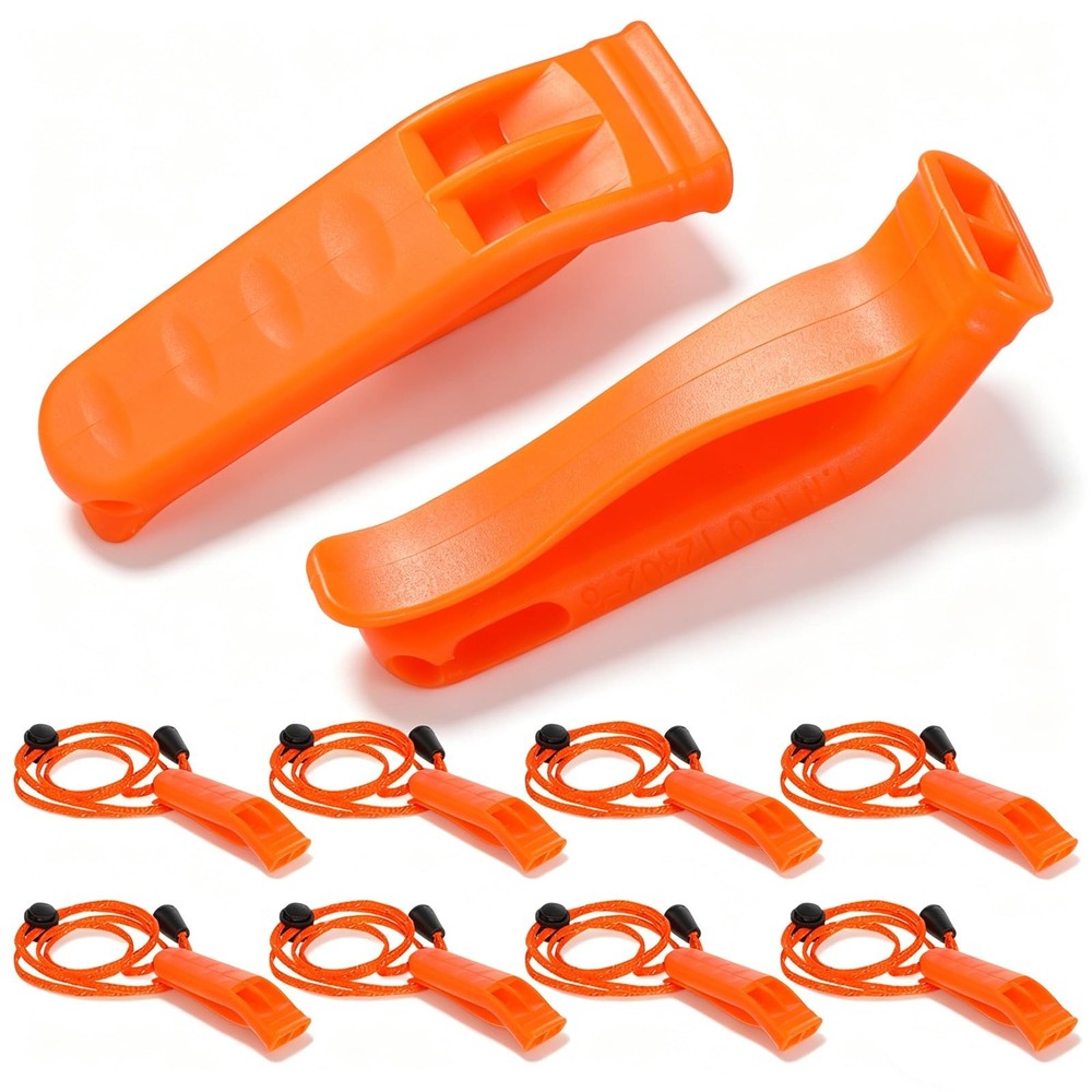HJZHII 8Pcs Emergency Whistles with Reflective Lanyard 7.2x2x1.5cm, Orange