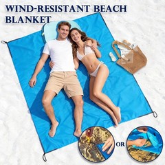 Blue Pocket Picnic Blanket 57 x 60 Inch Waterproof Outdoor Mat