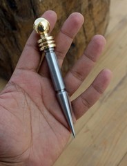 Vintage Spike Dagger Letter Opener Brass Handle Steel Blade Antique Finish Desk