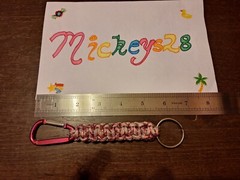 Handmade Pink Camo Paracord Keychain With Pink Carabiner Clip