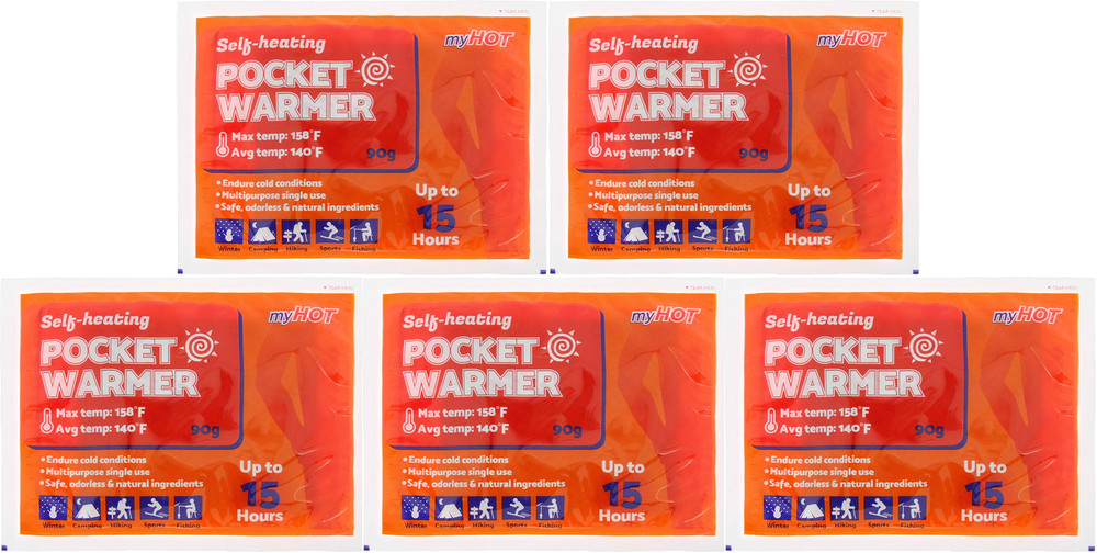 5 pack myHot Self Heating Pocket Warmer, 15 hours