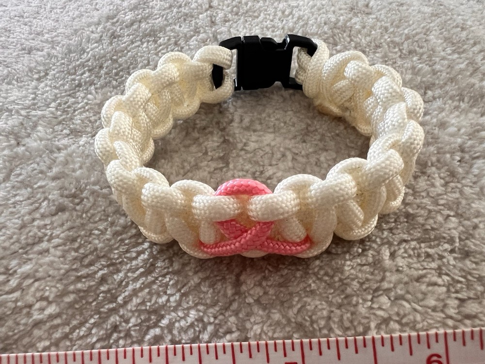 breast cancer awareness Survival Bracelet Paracord 8 Inch Approx. White
