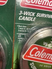 Coleman Emergency Survival Candle 3 Wick 36 Hour Outdoor Heat Tin 2 Pack
