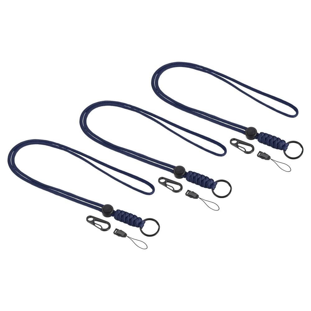 3pcs 20″ Paracord Lanyard Necklace Keyring Cord Clasp Strap Badge Holder, Blue