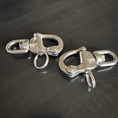 Pair of Swivel Eye Snap Shackle Quick Release Bail Rigging Sailing NEW