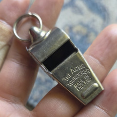 Vintage Police whistle Safety Whistle Keyring, Silver, Made in England