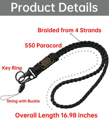 Heavy Duty Key Lanyard W/Cool USA Flag for Keys Mens, Durable Braided Paracord L