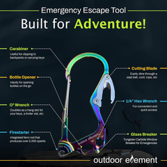 Fire Escape, Emergency Escape Tool, Seatbelt Cutter, Window Breaker, Multi Tool,