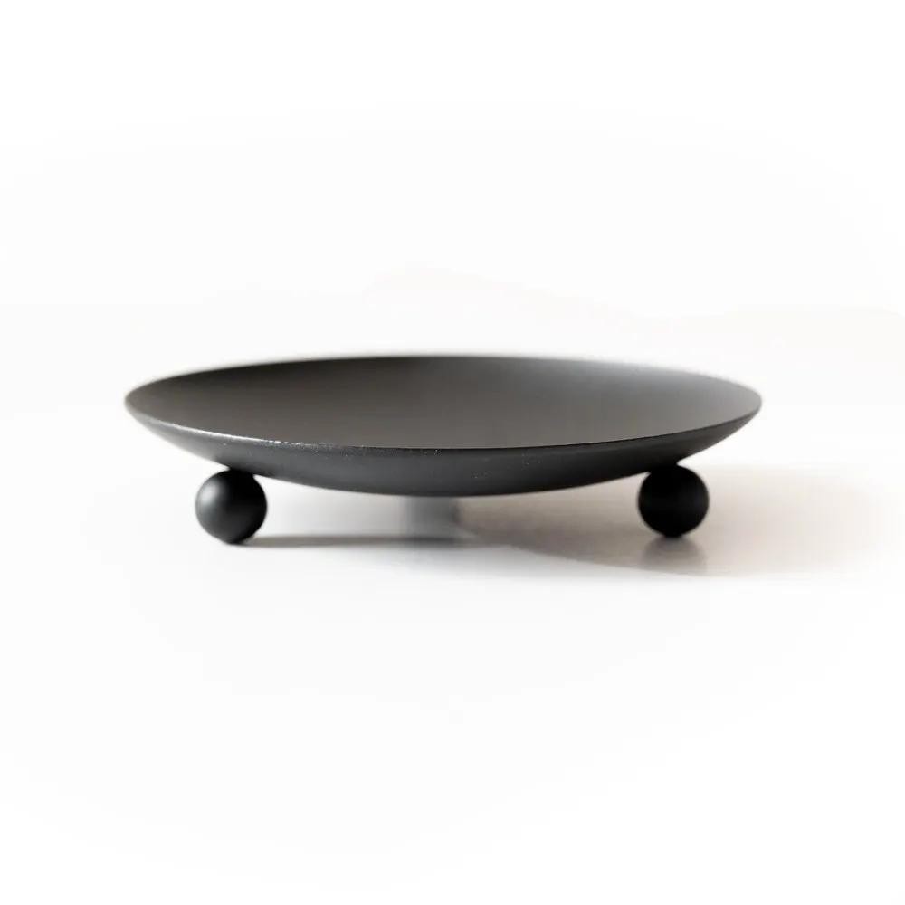 Black Iron Trivet Candle Holder with Ball Feet for Outdoor Decor