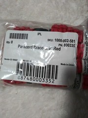 Everbuilt 9 Inch 8 pack Paracord Bracelet red solid NEW IN PACKAGE