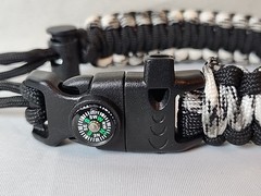 Emergency Survival Paracord Bracelet Fire Starter, Compass, Whistle Camp/Hike