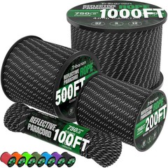Reflective Paracord Rope 750 lb – 50ft 5/32″ Parachute Cord 4MM 12-Strand para C