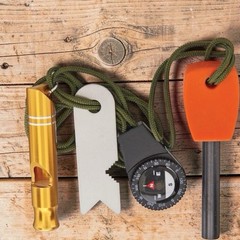 Marbles Outdoors Survival Combo Ferro Rod Compass Whistle Striker Paracord