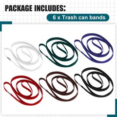 Riakrum 6 Pieces Trash Can Rubber Bands, Red, Green, Black, Blue, Brown