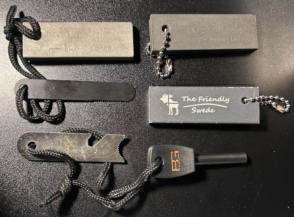 Coghlan’s/Gerber Bear/Friendly Swede/Doan Mach & Equip. Fire Starter Tool Lot