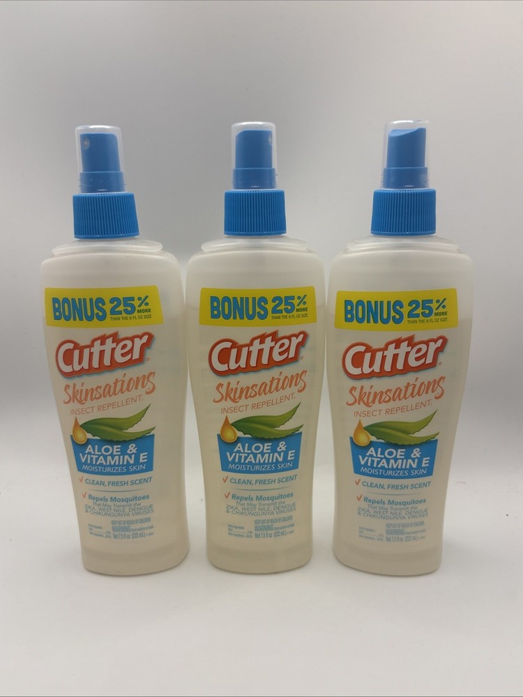 Cutter Skinsations Mosquito Insect Repellent (Pack of 3) Large Pump Spray 7.5 oz