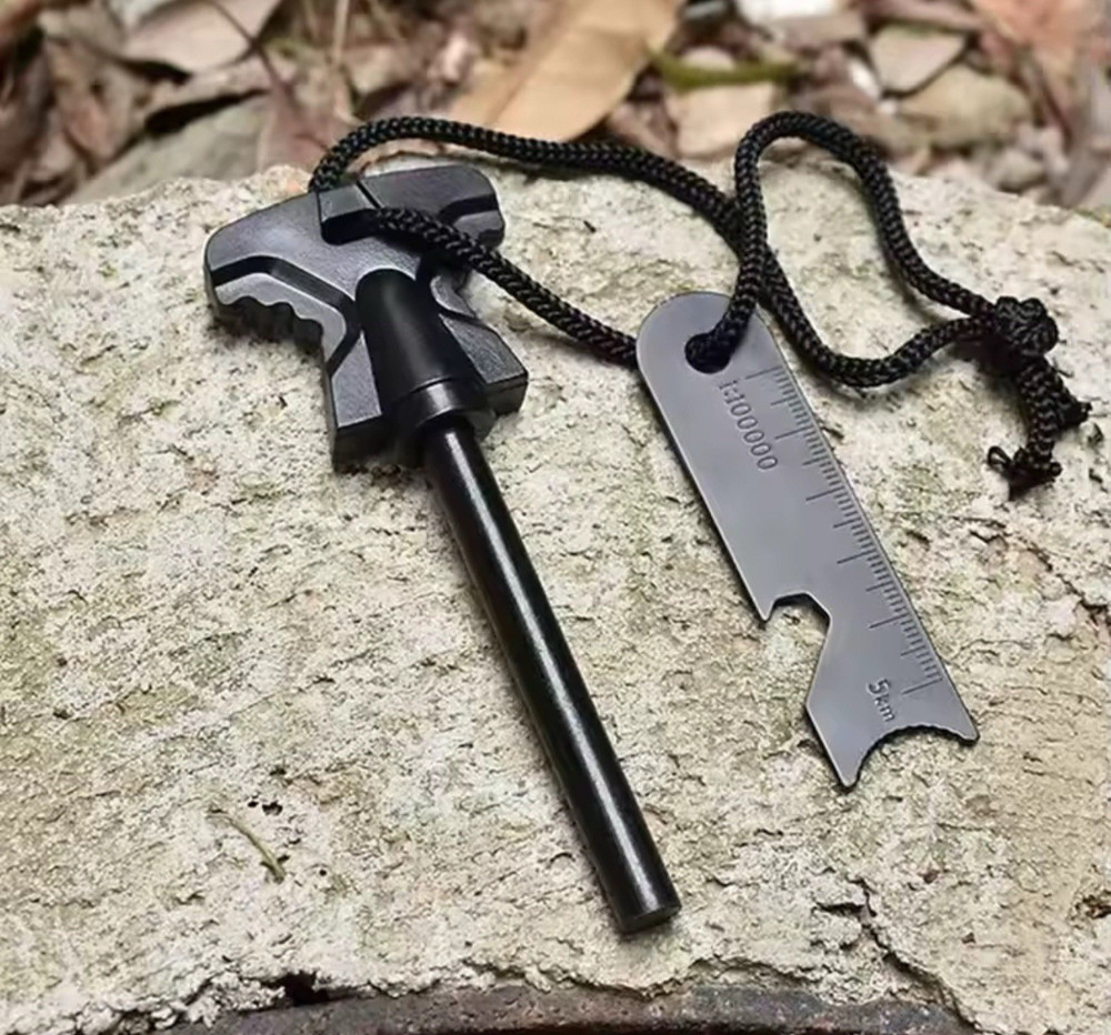 Fire Starter Flint Steel Striker Survival Kit Ferro Rod Camping Outdoor Tool