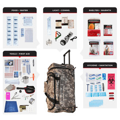 WSK Elite 72-Hour Emergency Evacuation Survival Rolling Bag with Hygiene Kit