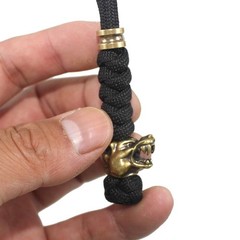Paracord Knife Lanyard with Brass Wolf-Head Bead Paracord Lanyard for Knife EDC