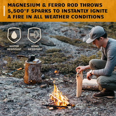 Ferro Rod Fire Starter Kit | Flint and Steel Striker| Waterproof Magnesium Farro