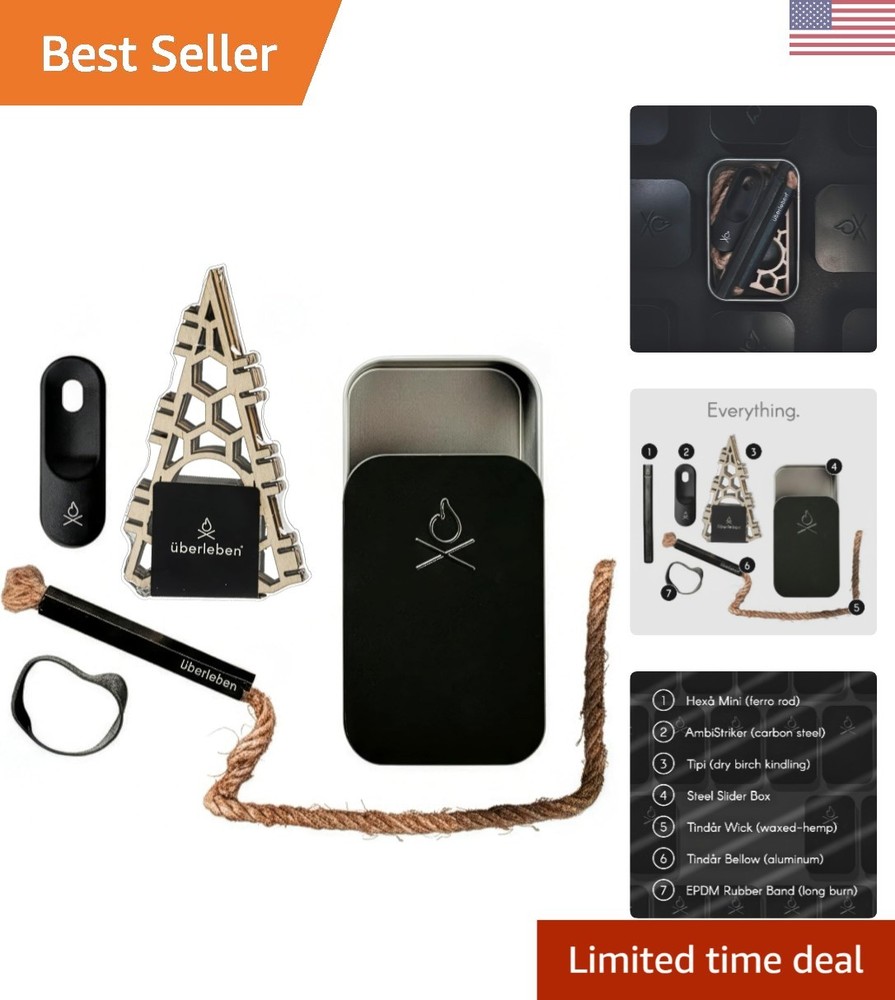 Weatherproof Fire Starting Essentials: Ferro Rod, Bellow & Birch Kindling Kit