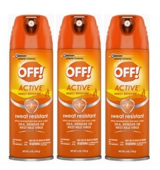 3 ~ OFF! Active Insect Repellent l Liquid Sweat Resistant Repels Mosquitoes 6 oz