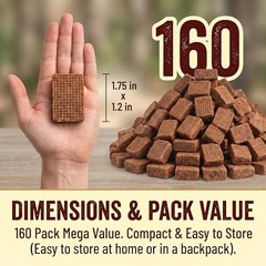 XLarge Fire Starter Cubes 160pc Long-Lasting for Kindling Charcoal Fireplace
