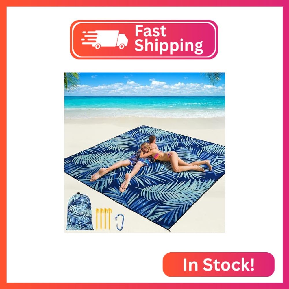 WIWIGO Beach Blanket Mat Waterproof Sandproof for 2-8 Adults Quick Drying