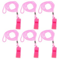 6 Pcs Sports Whistles Loud Crisp Sound High-pitched Pink Plastic