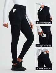 baleaf Women’s Fleece Lined Leggings Thermal Hiking Pants Water Medium, Black