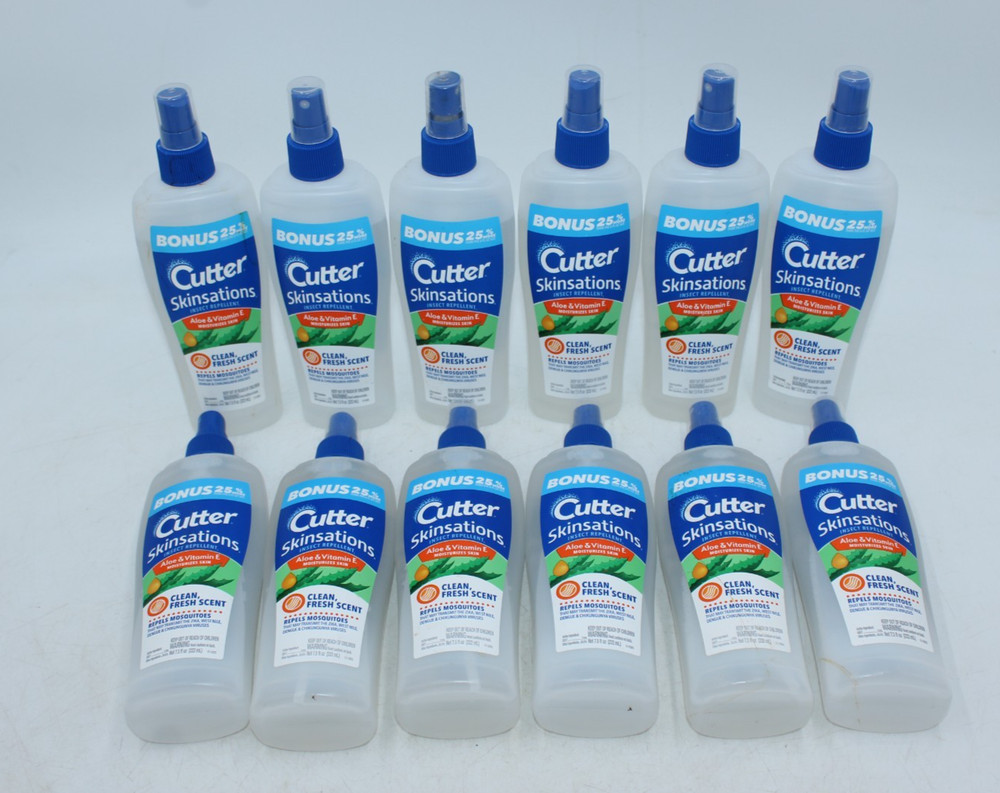 QTY:12 Cutter Skinsations Insect Repellent w/Aloe & Vitamin E 7.5 Oz Clean Fresh