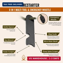 Texas Bushcraft Fire Starter – 3/8″ Thick Ferro Rod with Striker and Paracord
