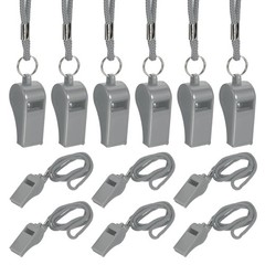 Plastic Whistles with Lanyard, 12 Pcs&Gray-Fitting for (Coaches/Referee)
