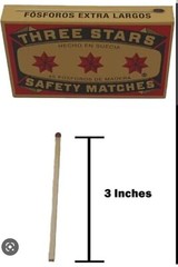 Swedish Match Three Stars Extra Long Safety Matches 3 Packs of 45 Strike each PK
