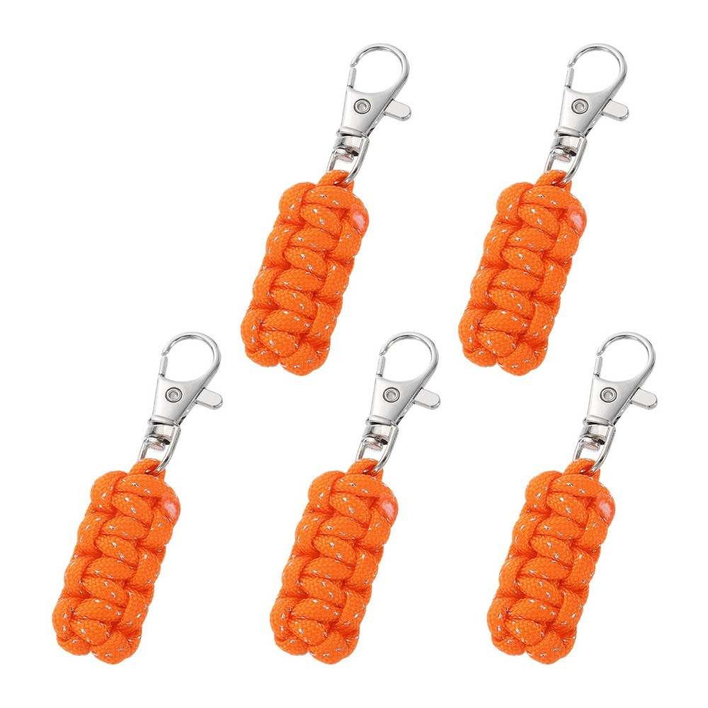 Paracord Zipper Pull, 80 mm Length for Backpacks – Cylinder (5 Pack, Orange)