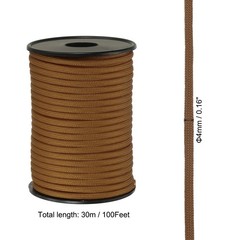 100FT 550 Paracord, 4mm 9 Strand Parachutes Cord Spool, Brown