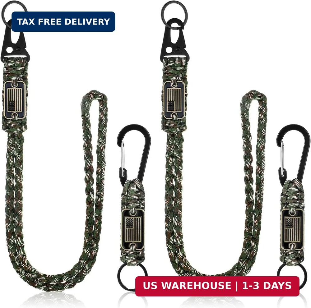 Frienda 2 Set Heavy Duty Paracord Lanyard Necklace Whistles Strap Braided 550 Ke