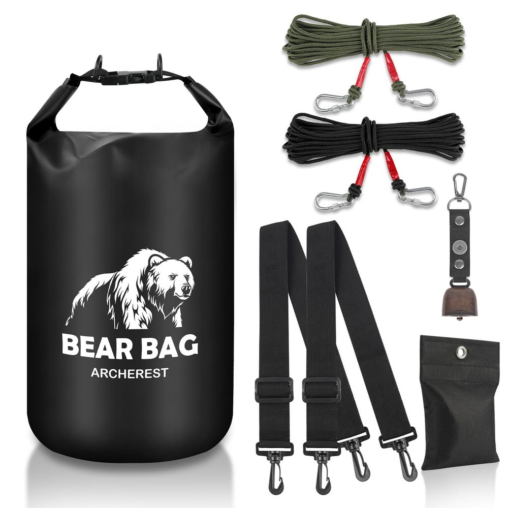 10L/15L Waterproof Bear Bag Hanging Kit, Pulley System with Nylon Ropes