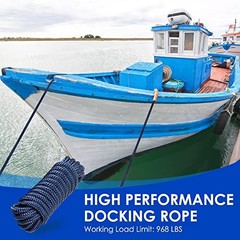 Dock Lines, 4pcs Boat Dock Lines 1/2” X 20’, 12” Eyelet Double-Braided Boat